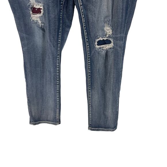 Maurices Women's Size XL W 36 Plaid Patch Fall Distressed Skinny Jeans - Picture 3 of 11